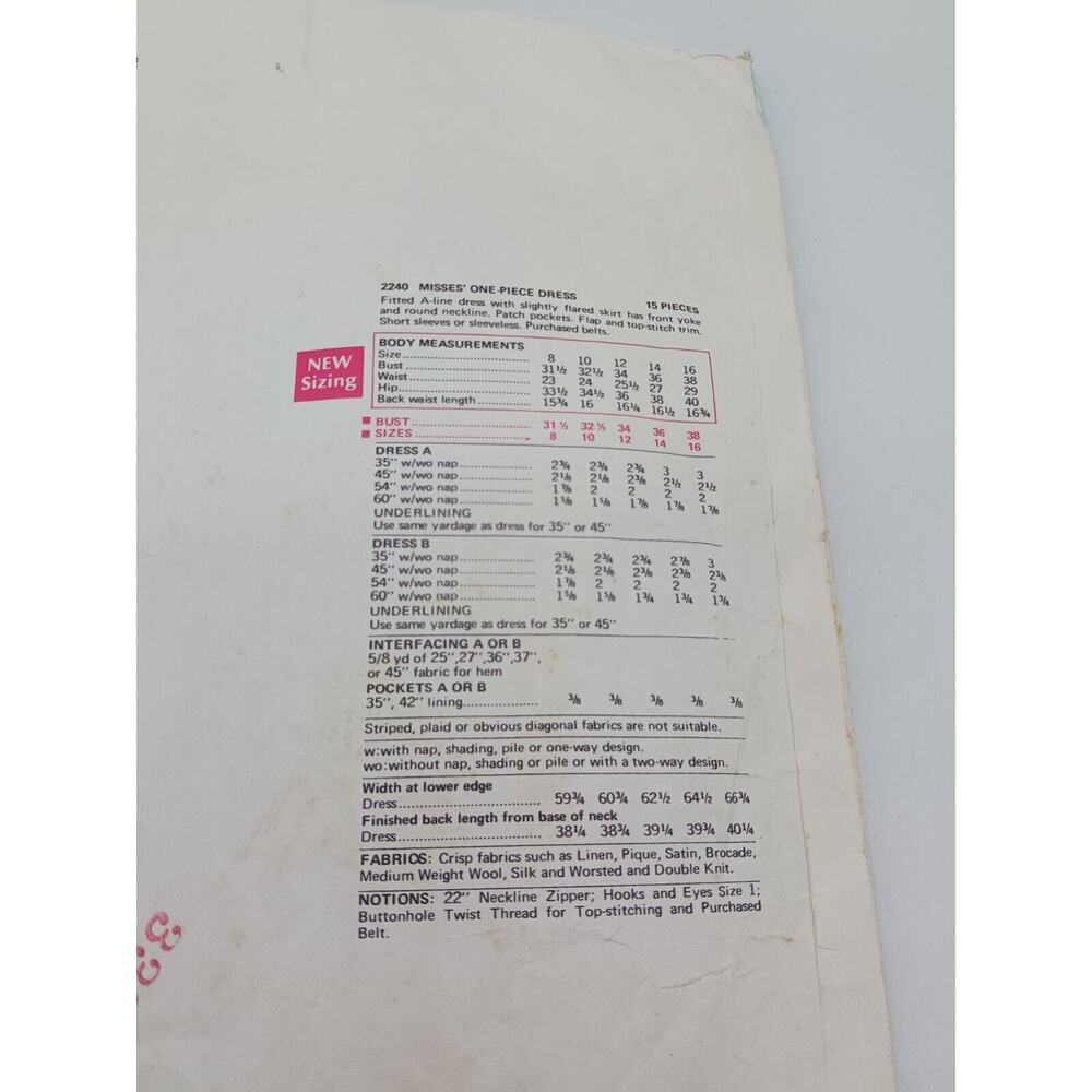Vogue Couturier Design Simonetta Italy 2240 Size 10 Dress Pattern CUT 1960s 70s - Picture 4 of 4